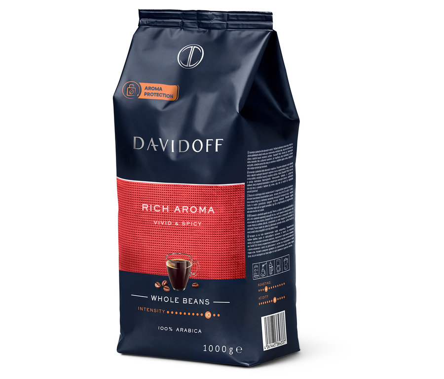 Balenie zrnkovej kávy Davidoff Rich Aroma 1 kg.