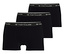 Troje čierne boxerky TomTailor »Buffer« ležia na sebe. Majú biely pás s nápisom »Tom Tailor«.