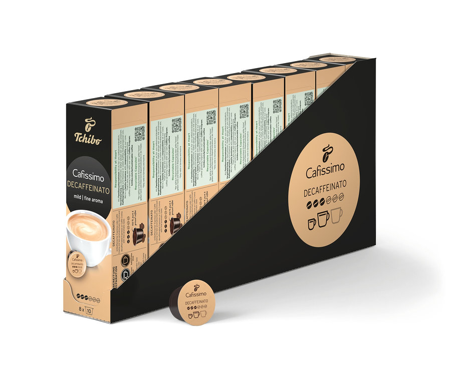 Balenie kávových kapsúl Cafissimo Decaffeinato.