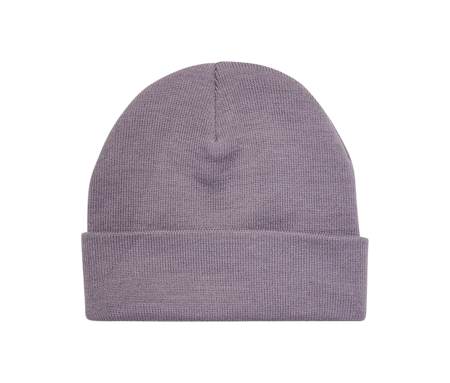Fialová pletená čiapka hummel® HMLJR Knit Beanie s ohrnutým okrajom.