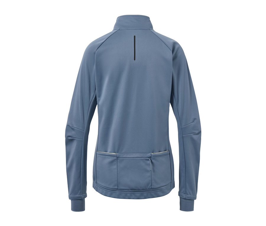 Pohľad zozadu na cyklistickú funkčnú bundu.