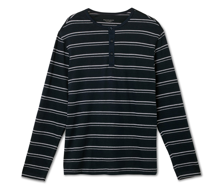 Pruhované tričko s dlhým rukávom a gombíkmi.