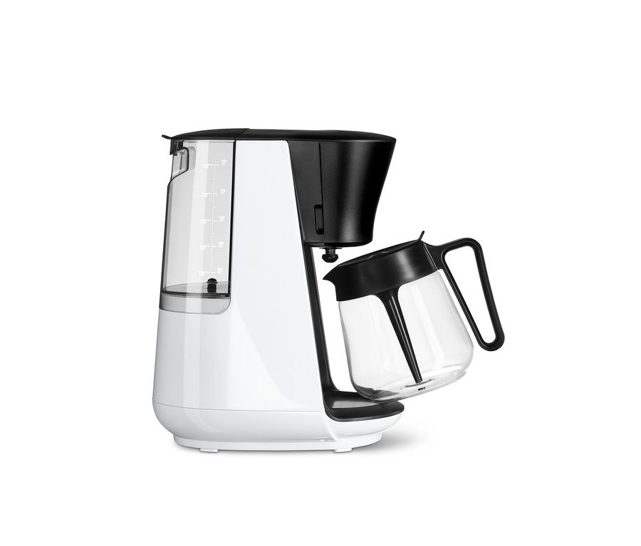 Biely kávovar na prekvapkávanú kávu »Let's Brew« s odnímateľnou sklenenou kanvicou.