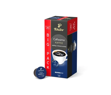 Balenie Cafissimo Kaffee kräftig - 30 kapsúl vedľa jednej kapsuly.