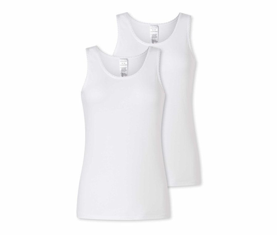 Dva biele topy na ramienka SCHIESSER.