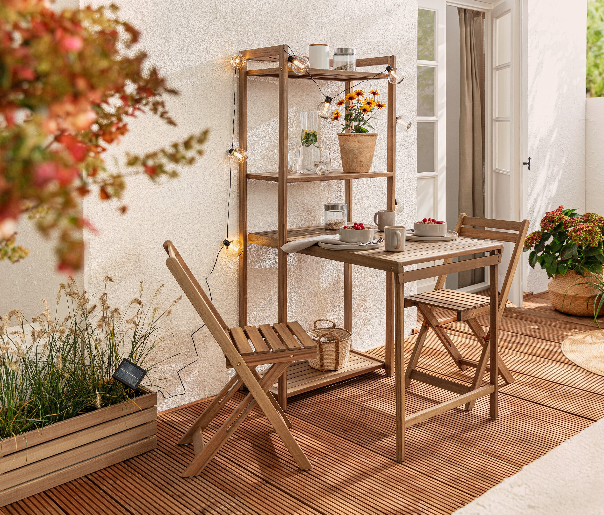 Tchibo - Balkónová jedálenská súprava »Lenja« s regálom - 70x35x160cm - farba: -