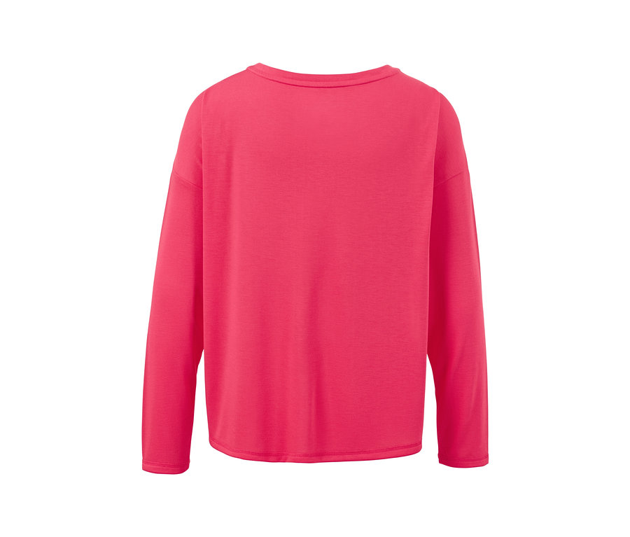 Pohľad zozadu na ružové športové tričko 2 v 1 s dlhým rukávom.