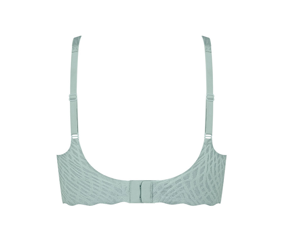 Detail mäkkej podprsenky sloggi ZERO Feel Bliss Soft Bra v hmistej tyrkysovej farbe, zadný pohľad.