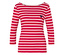 Červeno-biele pruhované tričko s dlhým rukávom a malým čiernym srdiečkom.