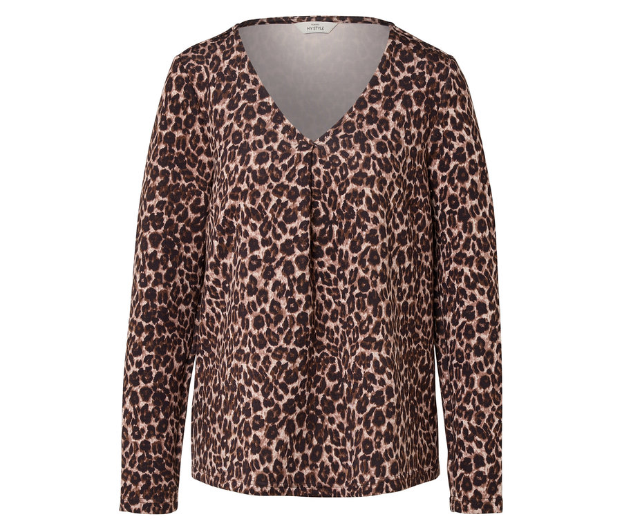 Dámska blúzka s dlhými rukávmi so zvieracím vzorom.