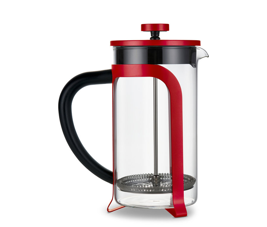 Červená kanvica french press 800 ml, 6 šálok.