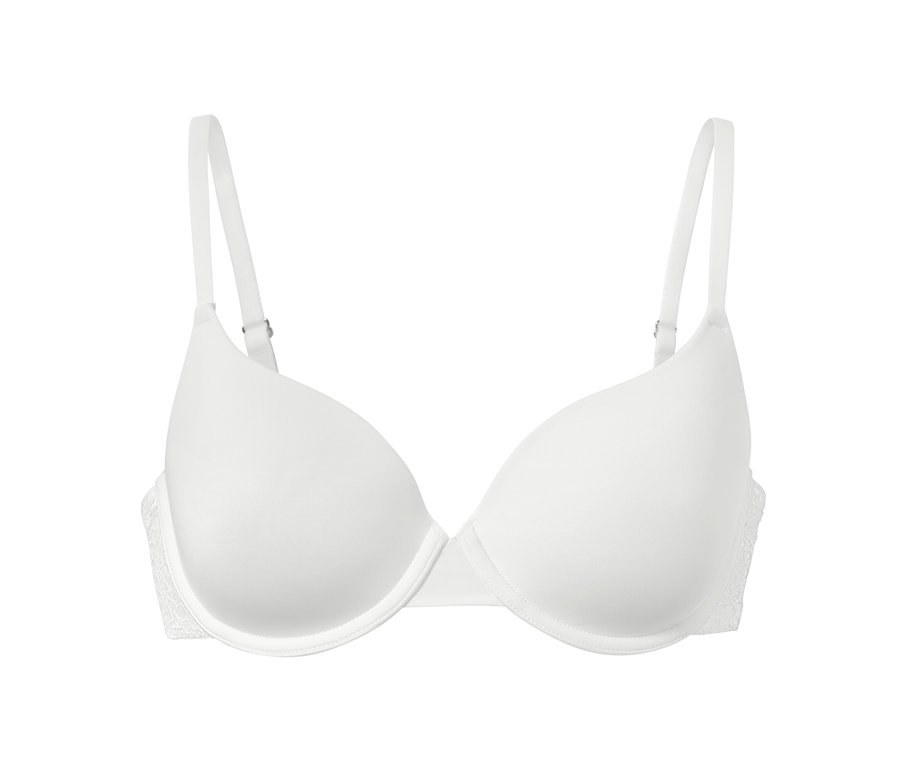 Biela podprsenka s košíčkami a ramienkami.