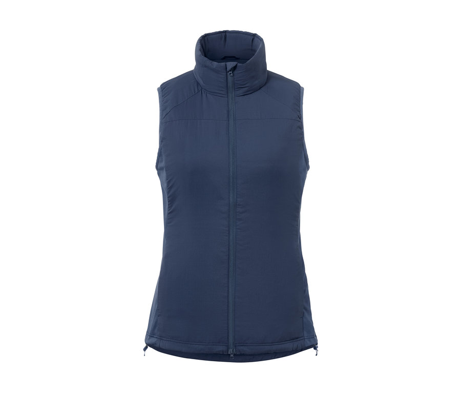 Modrá hybridná vesta »pack light« so zipsom uprostred.