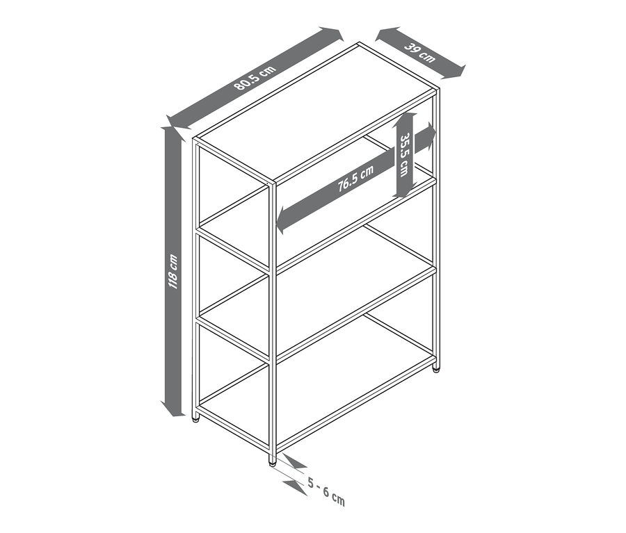 Nákres kovovej konzoly s rozmermi.