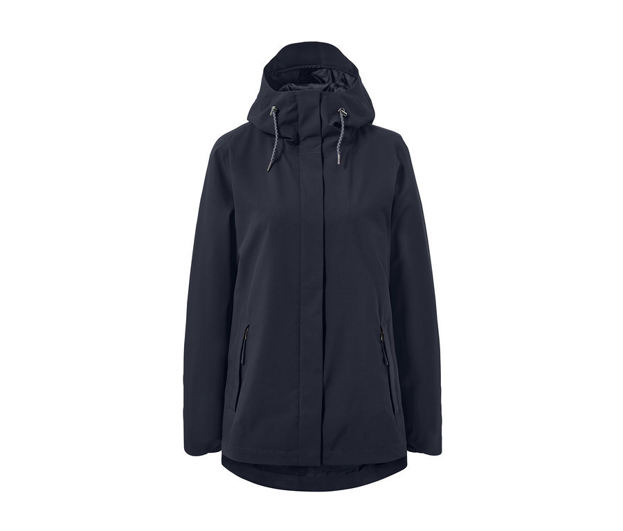 Tmavo modrá funkčná outdoorová bunda.