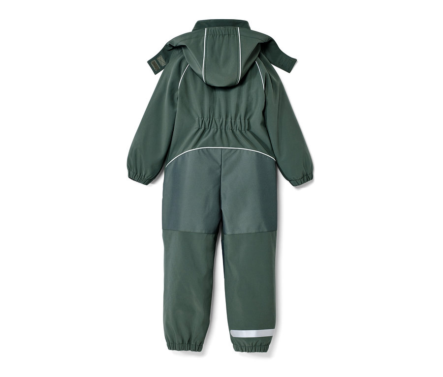 Zelený detský softshellový overal zozadu.