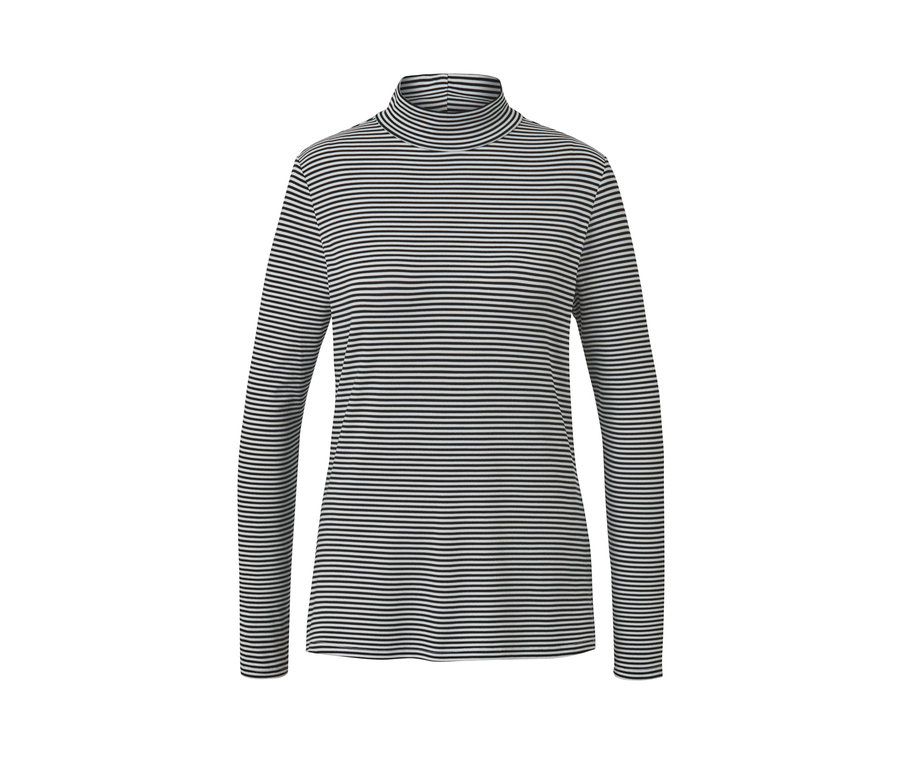 Prúžkované blúzkové tričko so stojačikom.