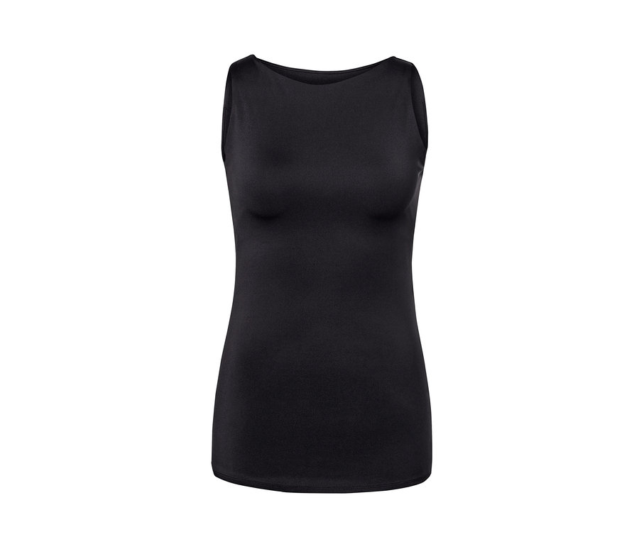 Čierny top na jogu s integrovanou podprsenkou.