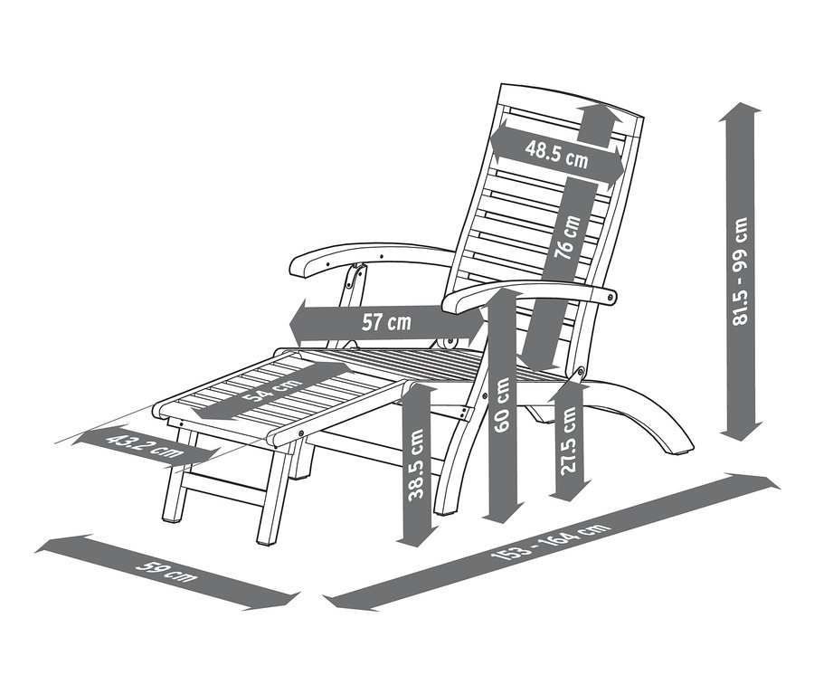 Rozmery Lehátka s výsuvnou opierkou nôh.