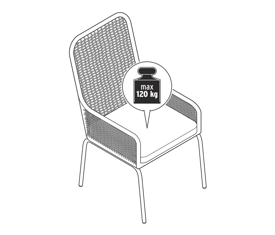 Ilustrácia stoličky s vysokým operadlom s textilným výpletom.