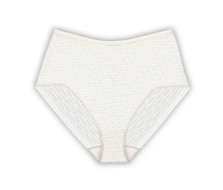 Biele nohavičky Triumph Signature Sheer Maxi EX, krémovobiele, ležia na bielom pozadí.