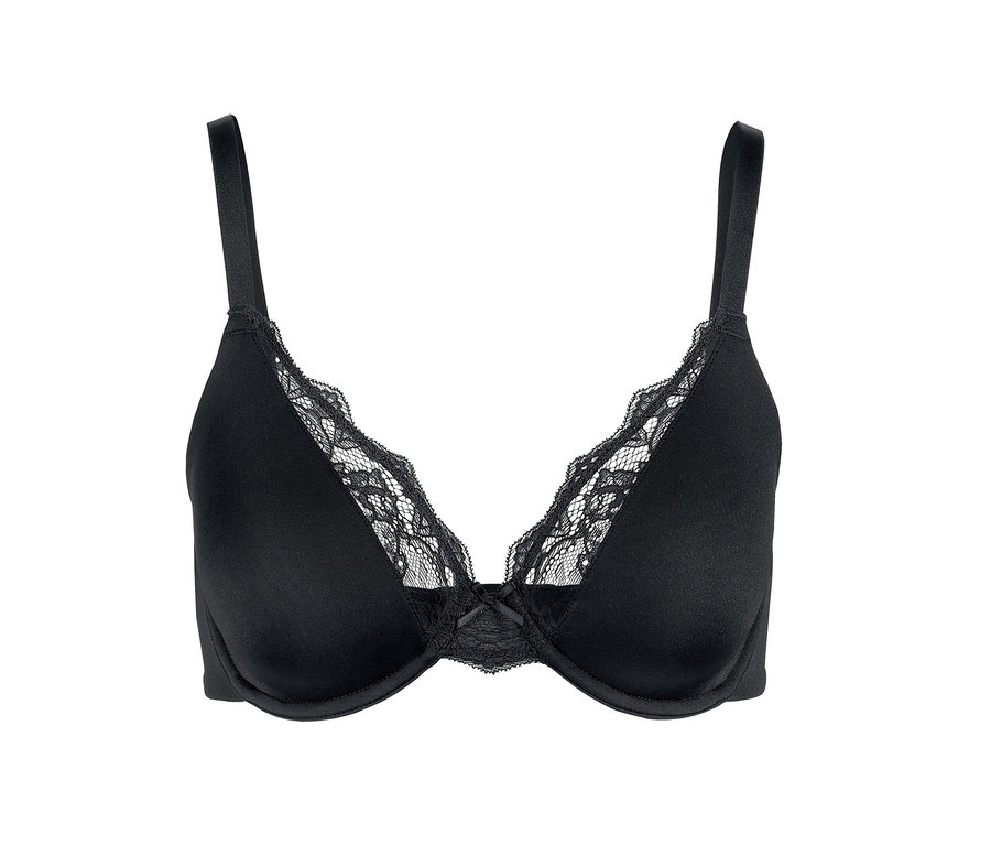Čierna podprsenka s kosticami a čipkou.