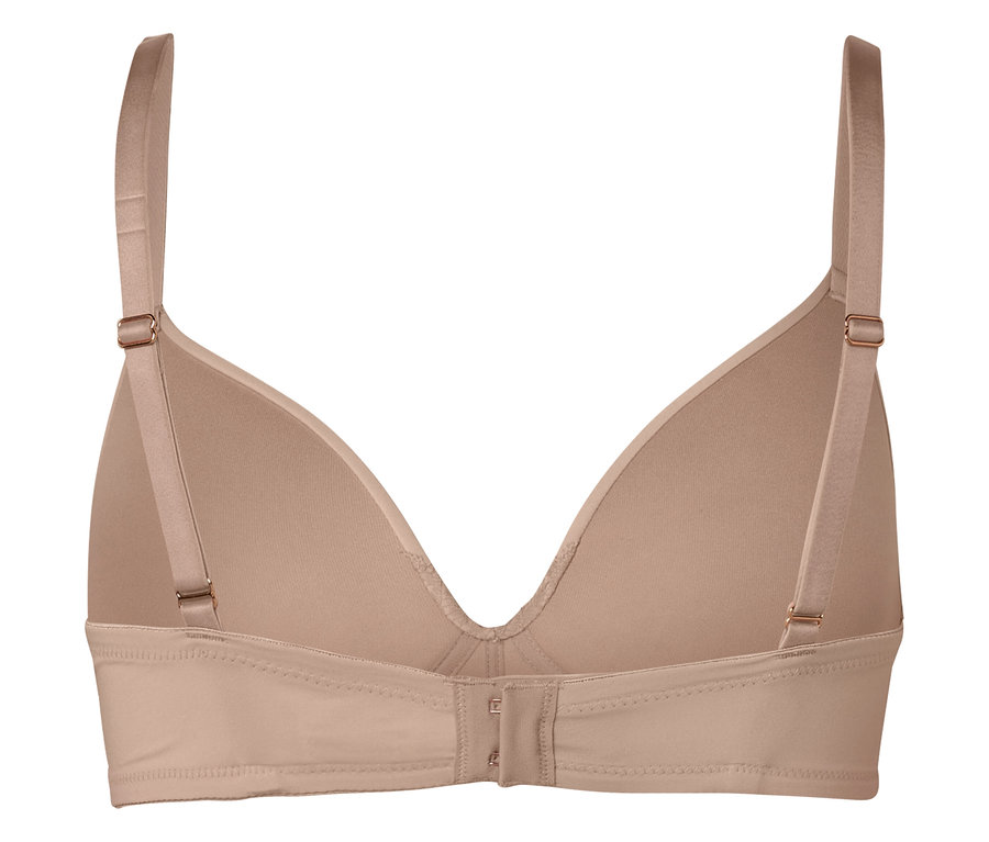 Pohľad zozadu na telovú podprsenku s nastaviteľnými ramienkami a háčikovým zapínaním.