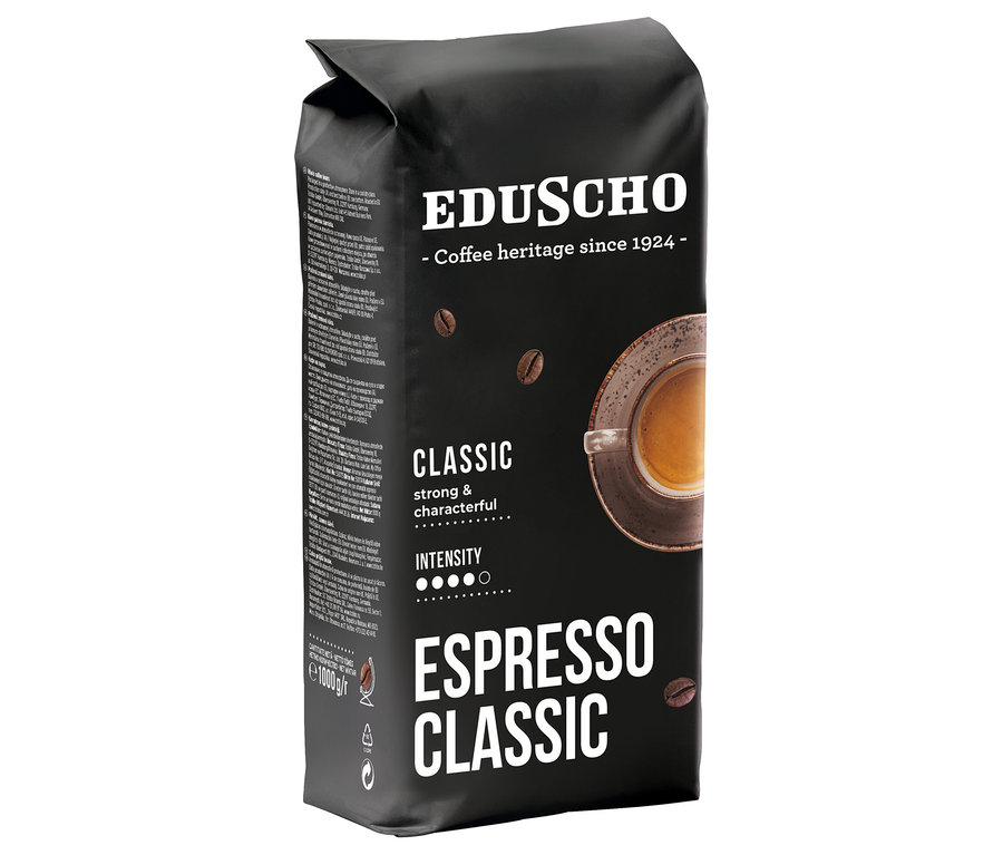 Čierne balenie zrnkovej kávy EDU Espresso Classic 1000g WB.