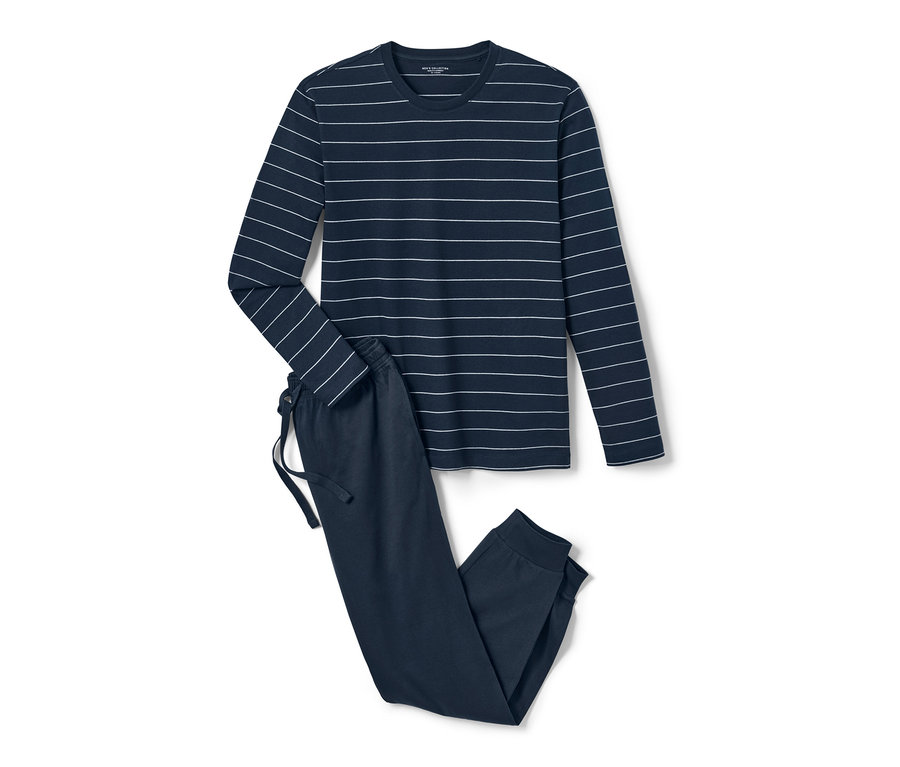 Prúžkované pyžamo s dlhým rukávom a nohavicami.