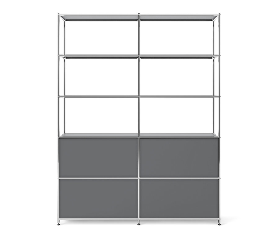 Sivá vysoká kovová skrinka »CN3« so 4 výklopnými priečinkami.