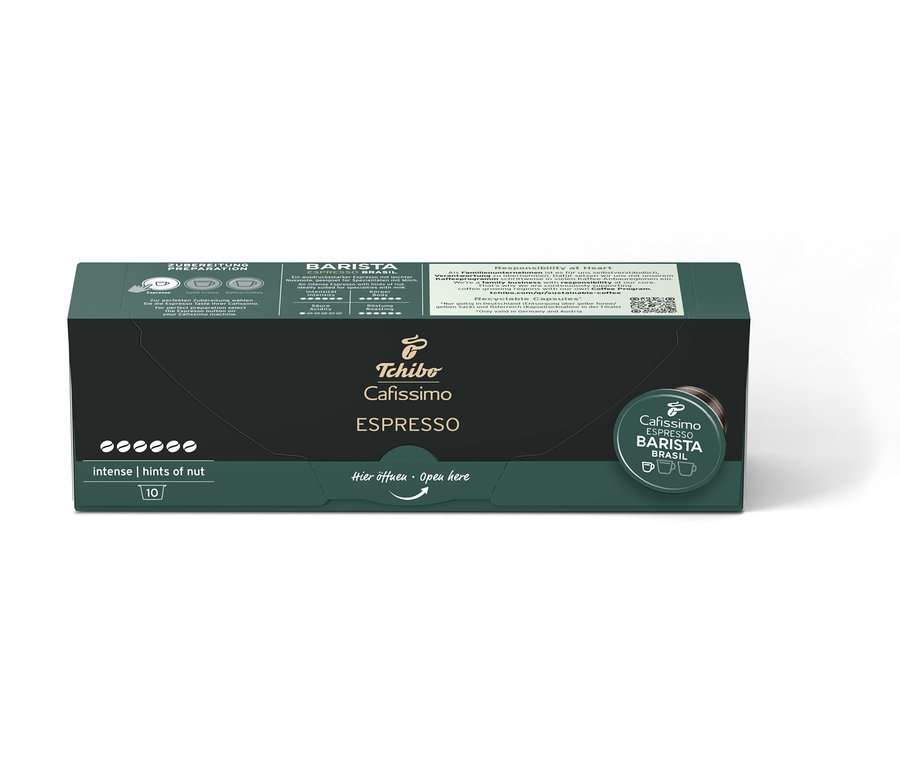 Balenie kapsúl Cafissimo Barista Espresso Brasil.