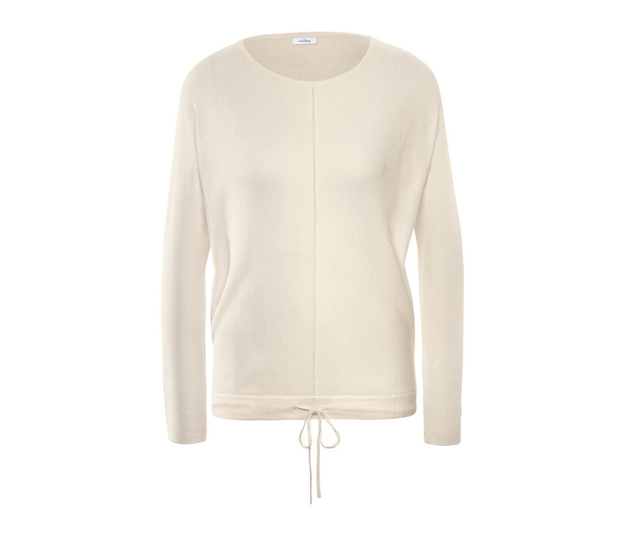 Krémový pletený pulóver s tunelovým sťahovaním.