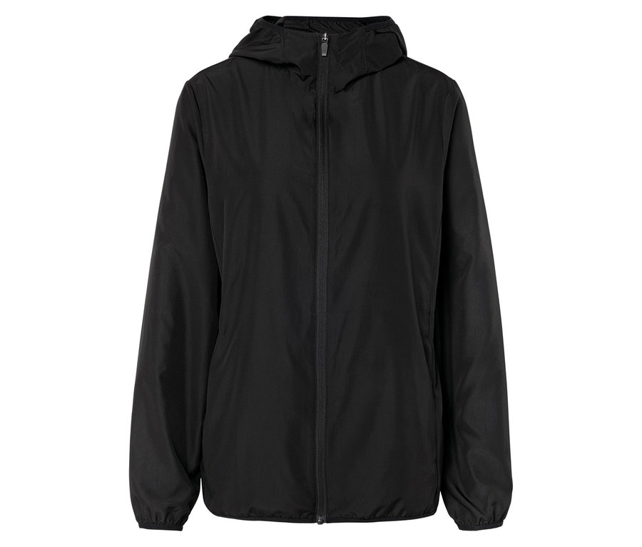 Čierna bunda s kapucňou na zips.