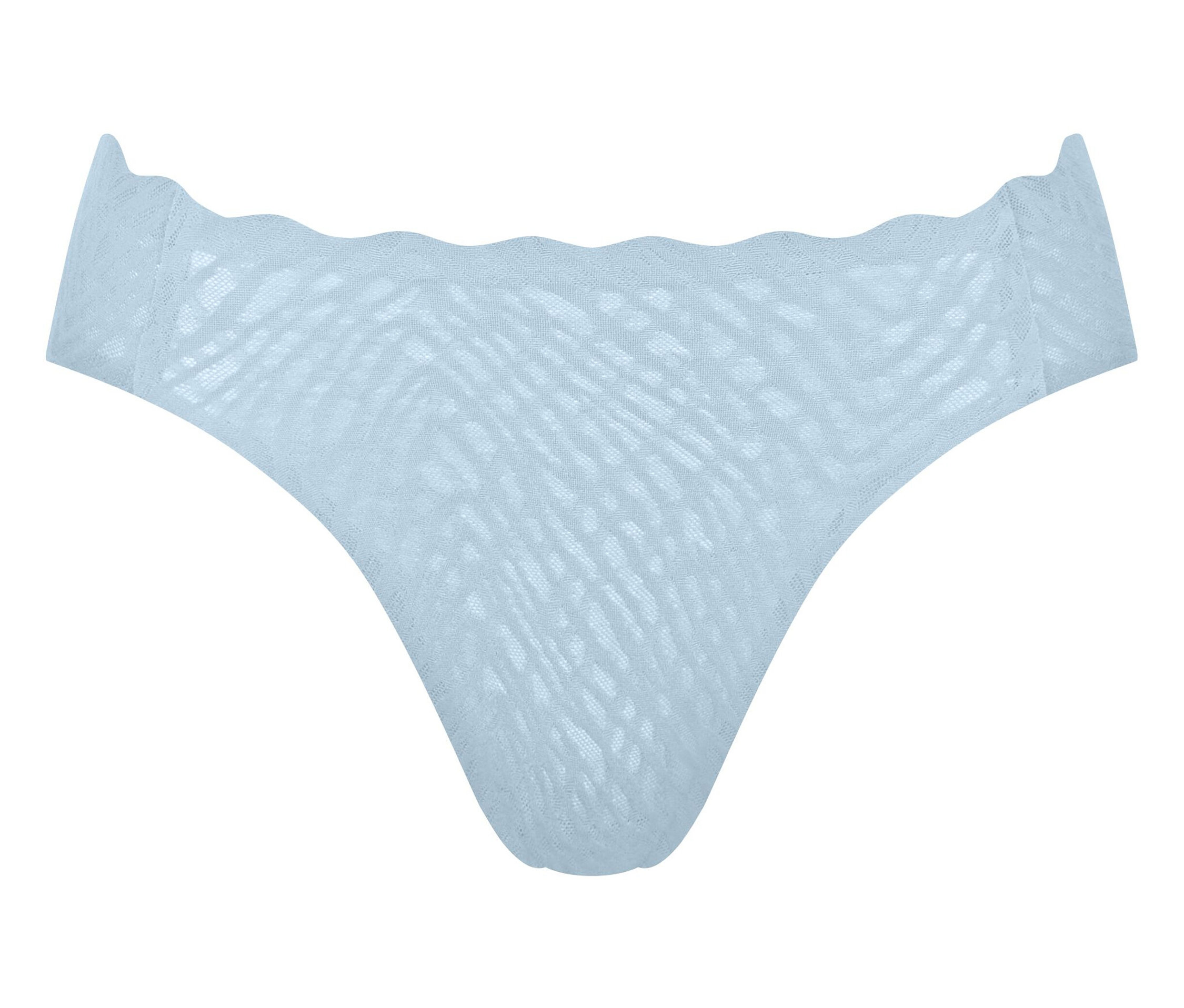 Svetlomodrá dámska spodná bielizeň s vlnitým pásom.