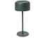 Jedna zelená stolná lampa stojaca na bielom pozadí.