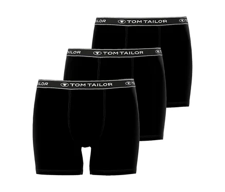 Tričko čierne boxerky Tom Tailor s elastickým pásom, naskladané na sebe.