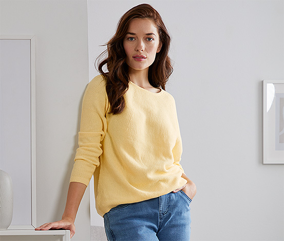 Pletený pulóver, žltý