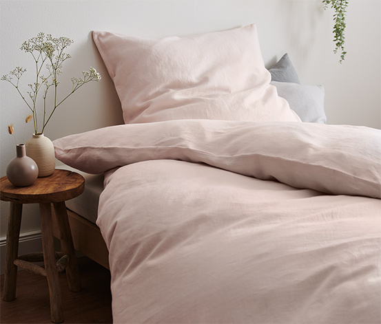 Ľanová posteľná bielizeň, dvojlôžko, ružová