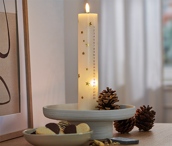 Sviečka z pravého vosku s LED ako adventný kalendár