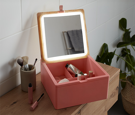 Úložný box so zrkadlom s LED
