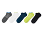 Krátke športové ponožky, 5 párov, modré, limetkové, sivé