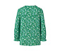 Blúzkové tričko s trojštvrťovým rukávom, zelené s celoplošnou kvetinovou potlačou