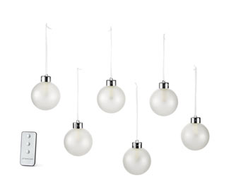 Vianočné gule s LED, 6 ks