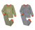 Detské pyžamo, kombinácia modrých a olivovozelených prúžkov, 2 ks