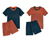 Detské pyžamo, kombinácia červených a modrých prúžkov, 2 ks