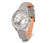 Náramkové hodinky s koženým remienkom, zdobené krištáľmi Swarovski®, kombinácia sivej a striebornej